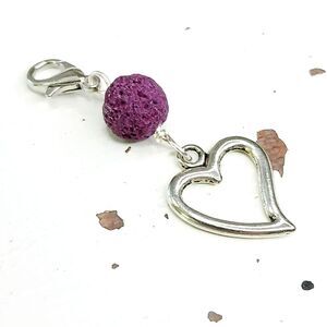 Purple Beaded Heart Zipper Pull Charm